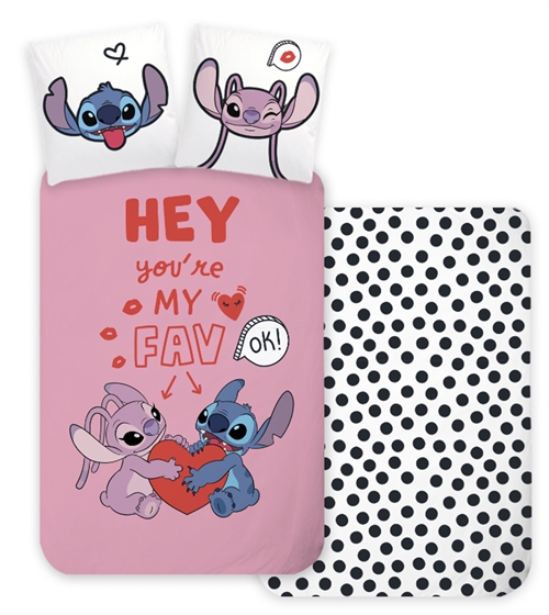 Stitch sengetøy - 100x140 cm - Lilo og Angel sengesett - 100% bomulls sengetøy
