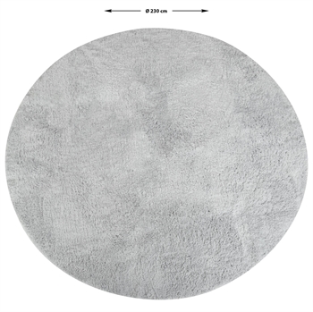 Gulvteppe - Rundt teppe - Diameter 230 cm - Ljusgrå - Langt luvteppe fra Nordstrand Home