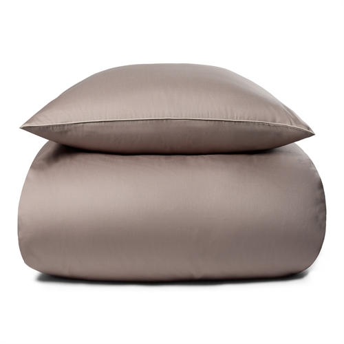 Sengetøy 140x200 cm - 100% bomullssatin - Solid grått sengetøy med pipingkant - Ekstra mykt sengetøy fra By Borg