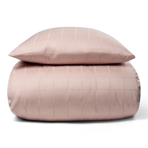 Sengetøy 140x220 cm - Myk, jacquardvevd bomullssateng - Rute rosa - By Night sengesett