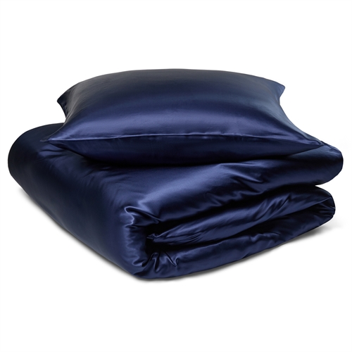 Sengetøy av silke 140x220 cm - Marineblått sengetøy - Sengesett i 100% morbærsilke - By Borg