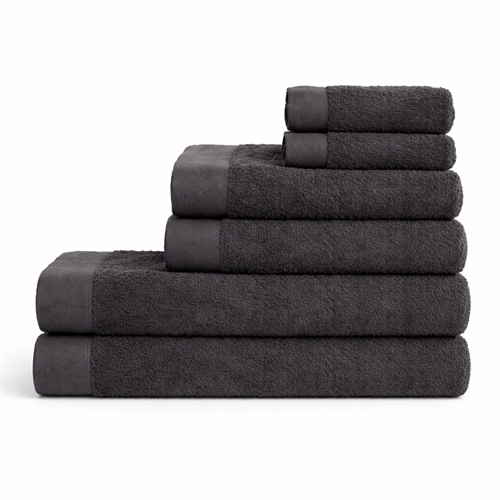 Bomullshåndklær - 100% bomull - 6-pak - Valmue - Mørkegrå