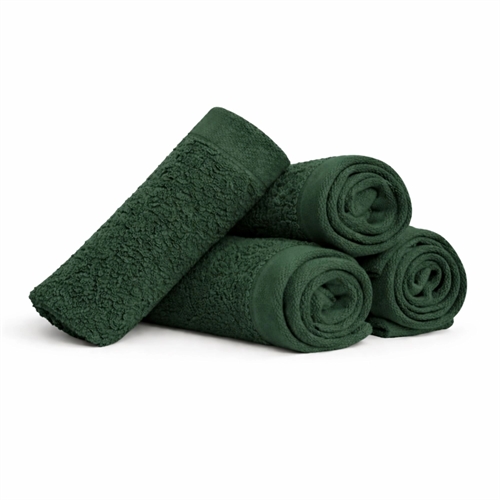 Bomulls vaskekluter - 100% bomull - Vaskeklut 30x30 cm - 4-pak - Valmue - Mørkegrønn