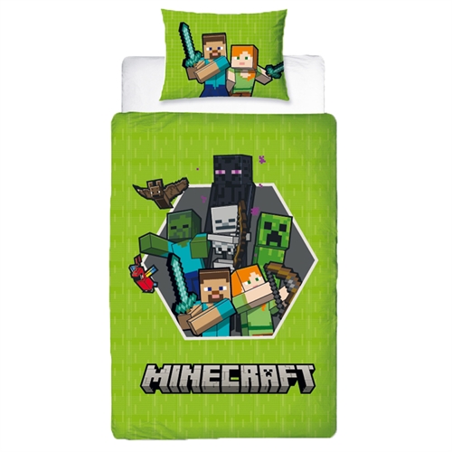 Minecraft sengetøy - 150x210 cm - Sengetøy med 2 i 1 design - 100% sengetøy i bomull