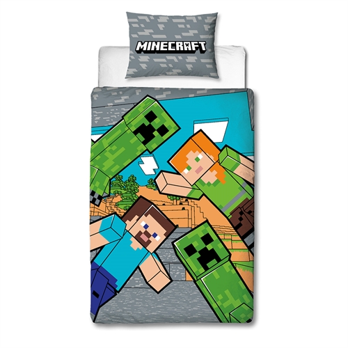 Minecraft sengetøy 140x200 cm - Creeper - Dynetrekk med 2 i 1 design - 100% bomulls sengetøy
