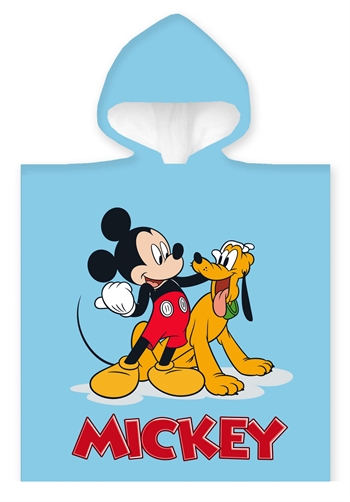Håndkle poncho til barn - Mickey Mouse og Pluto - 50x100 cm – Deilig og myk kvalitet.