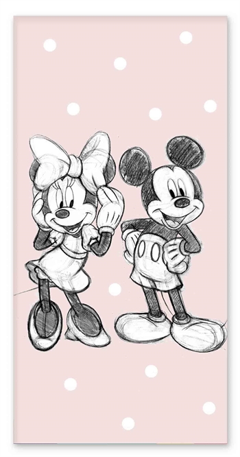 Badehåndkle - 70x140 cm - Mickey og Minnie - Mykt barnehåndkle