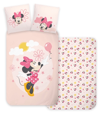 Minnie mouse sengetøy - 140x200 cm - Minnie Mouse med ballong - 100% bomull