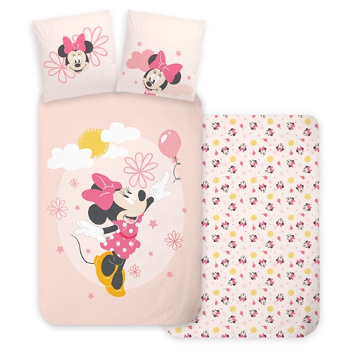Minnie Mouse sengetøy - 140x200 cm - Minnie med ballong - Barne sengetøy i 100% bomull