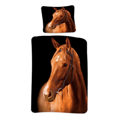 Hestes sengetøy 140x200 cm - Stort og flott hestemotiv - Vendbart dynetrekk - 100% bomulls sengetøy