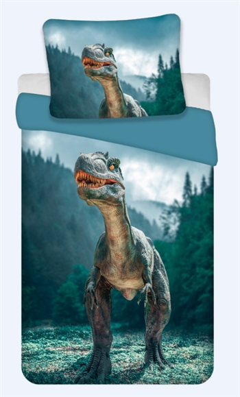 Dinosaur Sengetøy - 140x200 cm - Raptor - 2 i 1 design - 100 % bomull