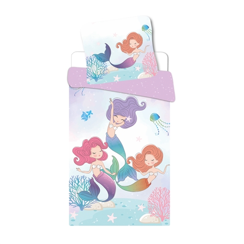 Havfrue sengetøy - 100 % myk bomull - 140x200 cm - Vendbart sengesett