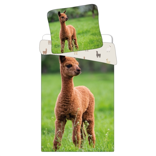 Junior sengetøy - 100% bomull - Alpaka sengetøysett - Vendbart sengetøy i 100x140 cm