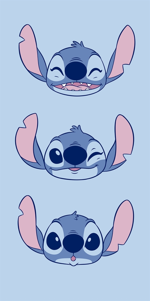 Stitch håndkle - 70x140 cm - 100% bomull - Mykt badehåndkle med forskjellige Stitch ansiktsuttrykk