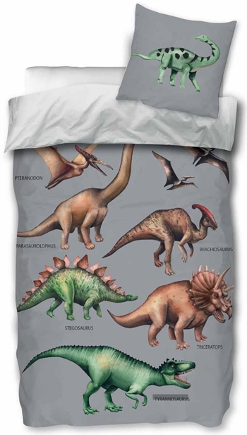 Dinosaurer sengetøy - 140x200 cm - 100% bomull - Tyrannosaurus