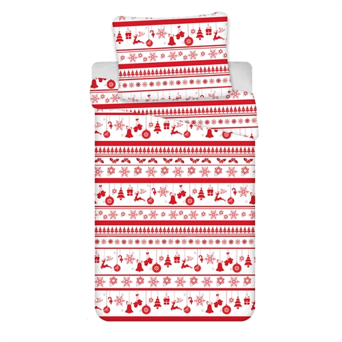 Julesengetøy 140x200 cm - Jule sengesett med juleikoner - 100% bomulls sengetøy