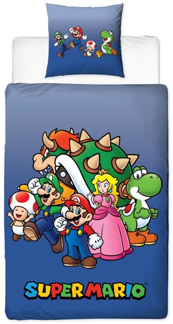 ​​​​​​​Super Mario sengetøy - 150x210 cm - The team - 2 i 1 design - 100% bomull