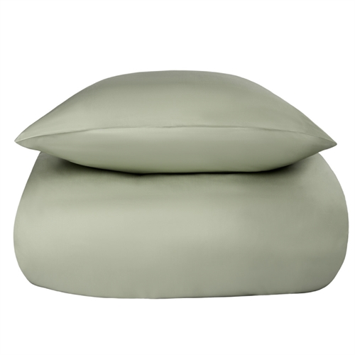 Sengetøy av bambus - 140x220 cm - 100 % naturlig bambus - Nature By Borg - Olivenfarget satengvevd dynetrekk