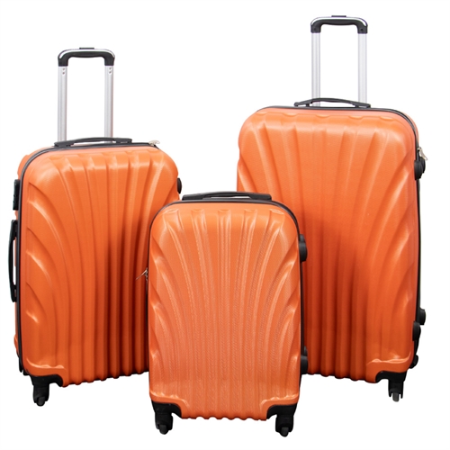 Koffertsett - 3 stk. - Praktisk hardcase lettvekt koffert - Musling orange