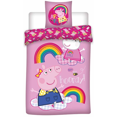 Gurli Gris sengetøy - 140x200 cm - Frida og Gurli Gris sengesett - 2 i 1 design - Sengelinned i 100% bomull