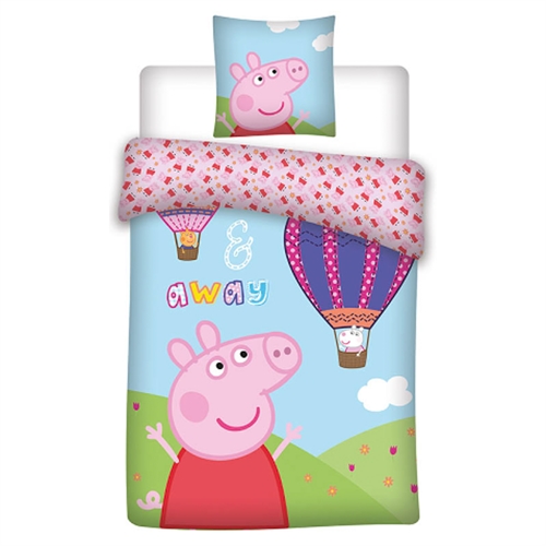 Gurli Gris sengetøy 140x200 cm - Up up away - Dynetrekk med 2 design - 100% bomulls sengetøy