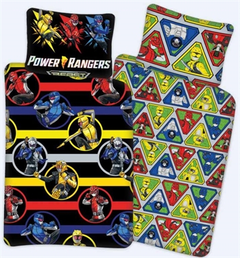 Power Rangers sengetøy - 100x140 cm - Power Rangers juniorsengetøy - 2 i 1 design - 100% bomull