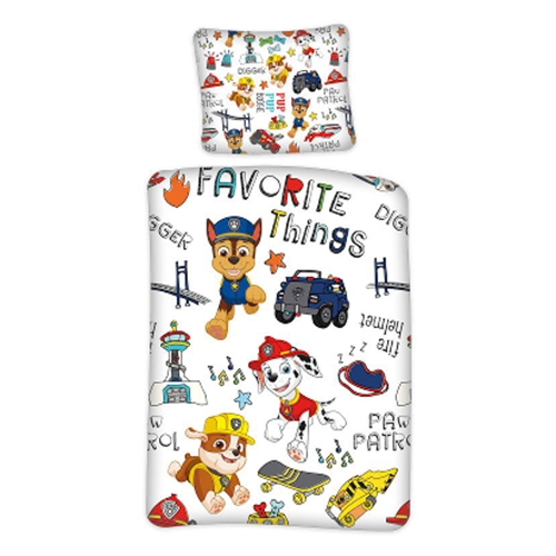 Sengetøy 150x210 cm - Paw Patrol sengetøy - Favoritttinger - 2 i 1 design - Sengesett i 100 % bomull