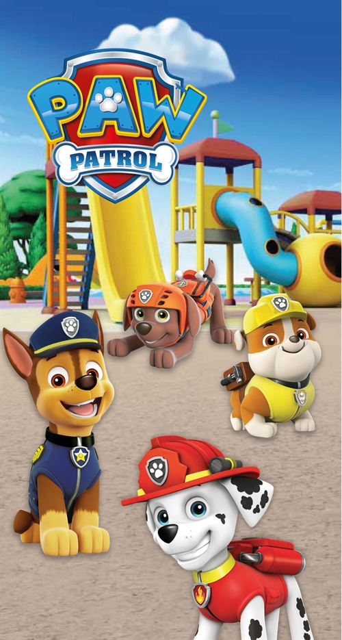 Paw Patrol håndkle - 70x140 cm - 100% bomull - Klar til lek - Mykt badehåndkle med de populære valpene