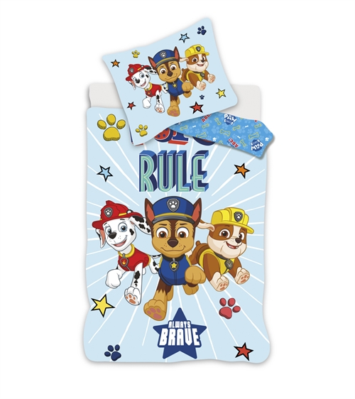 Paw Patrol junior sengetøy 100x140 cm - Alltid modig - Vendbart design - 100 % bomull