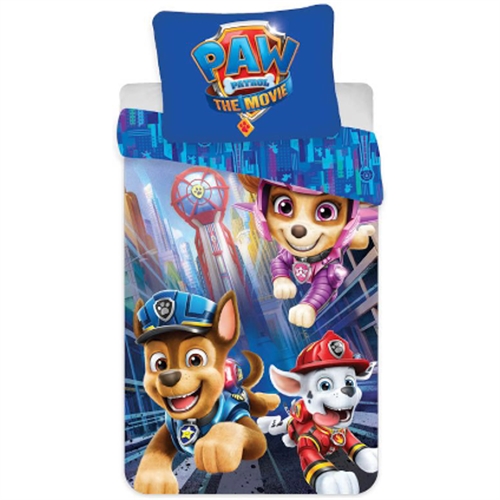 Paw Patrol junior sengetøy 100x140 cm - Paw Patrol sengesett junior - The Movie - 2 i 1 - 100% bomull