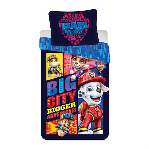 Sengetøy 150x210 cm - Paw Patrol The Movie - 2 i 1 sengesett - Dyne i 100% bomull