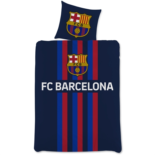 FC Barcelona sengetøy - 150x210 cm - Svart vendbart sengesett med logo - 100% bomull sengetøy - Fotball sengetøy