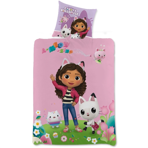 Gabby\'s Dollhouse sengetøy - 150x210 cm - Gabby og Pandy Paws - 2 i 1 design - Dynetrekk i 100 % bomull