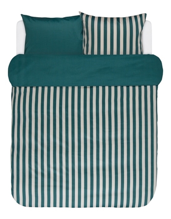 Stripete sengetøy 140x220 cm - Pine green - Vendbart dynetrekk - 100% bomullssateng - Marc O\'Polo