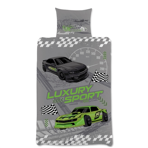 Barnesengetøy med racerbiler 140x200 cm - Vendbart sengesett - 100% bomulls sengetøy
