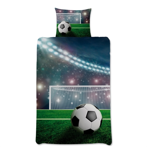 Fotball sengetøy - 140x200 cm - Stadion - Fotballdyne med vendbart design - 100% bomulls sengesett