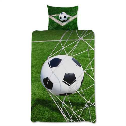 Fotball sengetøy 140x200 cm - Dynetrekk med 2 i 1 design - 100% bomulls sengesett
