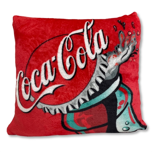 Coca Cola pyntepute - 43x43 cm - Myk rød fleecepute