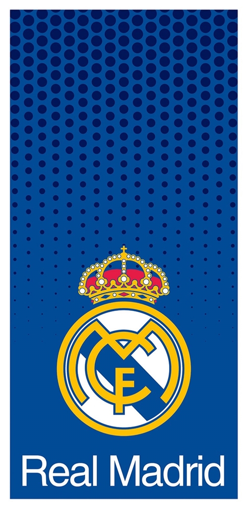 Blått Real Madrid håndkle - 70x140 cm - 100% bomull - Mykt badehåndkle med Real Madrid-logo