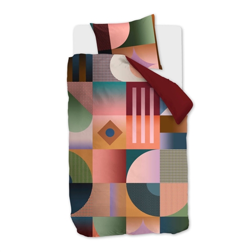 Mønstret økologisk sengetøy 140x200 cm - Vendbart sengesett i 100% økologisk bomullssatin - Robbinson Multi - Beddinghouse sengetøy