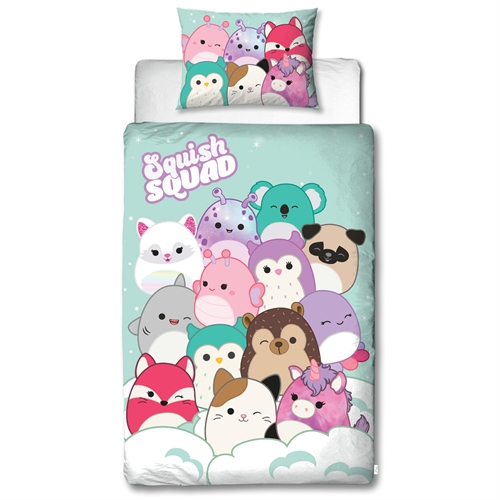 Squishmallows sengetøy 140x200 cm - 100 % myk bomull - Squishmallows sengesett - Vendbart design