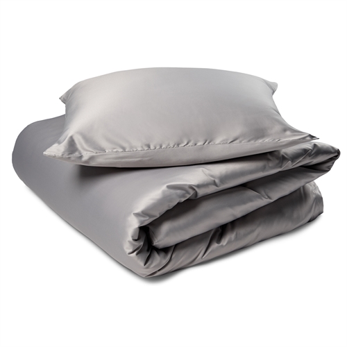 Sengetøy 140x200 cm - Satin silky sengesett - Ensfarget grått sengetøy - Myk som silke