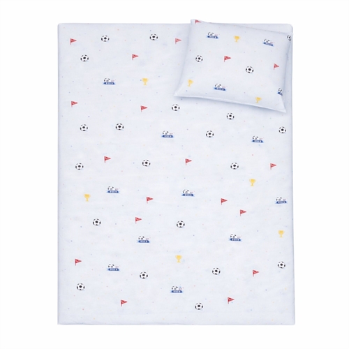 Fotball sengetøy - 100% bomull - Babysengetøy 70x100 cm - lyseblått med fotball