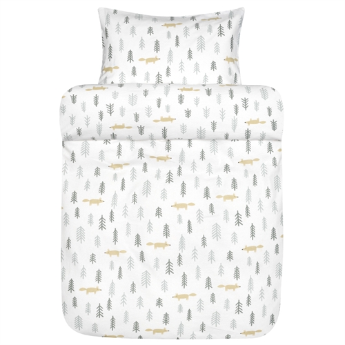 Sängkläder i flanell baby sengetøy - 70x100 cm - 100% mykt bomullsflanell sengesett - Høie of Scandinavia - Skogstur grønn