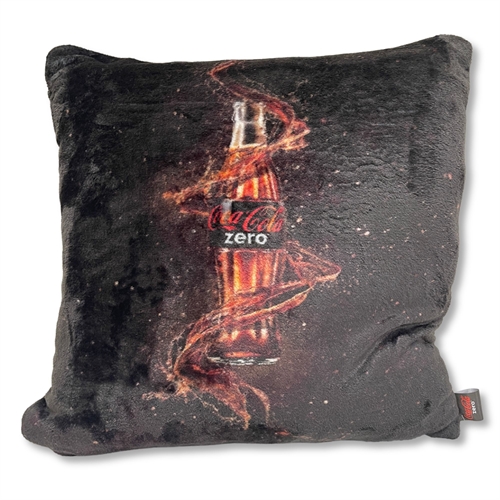 Coca Cola Zero pyntepute - 43x43 cm - Myk svart fleecepute