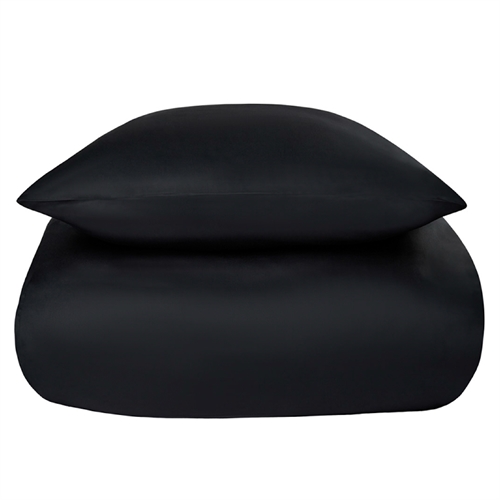 Dobbelt sengetøy av bambus - 200x220 cm - 100 % naturlig bambus - Nature By Borg - Sort satengvevd dobbelt dynetrekk