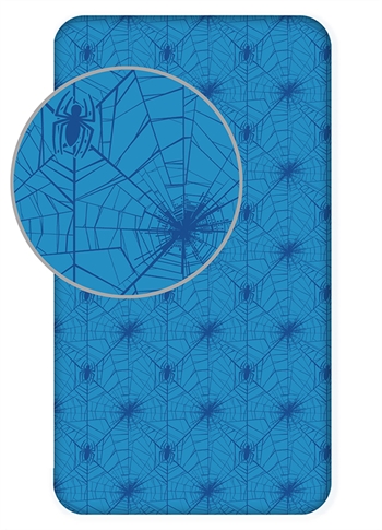 Barnelaken 90x200cm - Blå Spiderman laken - 100% Bomull - Formtilpasset laken til madrass