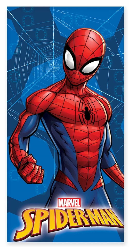 Spiderman håndkle - 70x140 cm - Klar til kamp - 100% bomull - Mykt badehåndkle med Spiderman