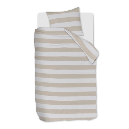 Stripet sengetøy 140x200 cm - Sengetøy i 100% myk musselin bomull - Striped Sand - Riviéra Maison sengetøy
