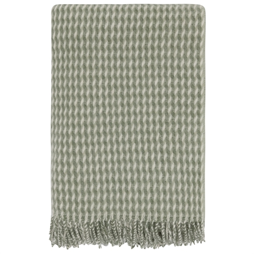 Ullplaid - 100 % ren ny ull  - Høie of Scandinavia ullteppe - Teide dempet grønn - 120x180 cm